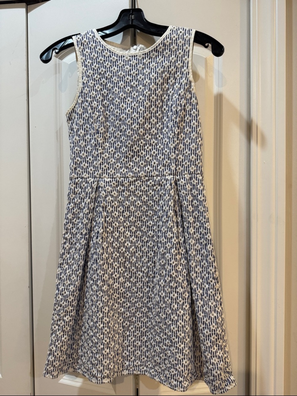 Brooks Brothers Blue and White Sleeveless Fit-and-Flare Dress
